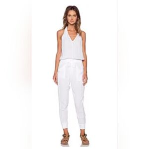 Michael Stars Twist Strap Jumpsuit Large Gauze Elastic Waist Drawstring White